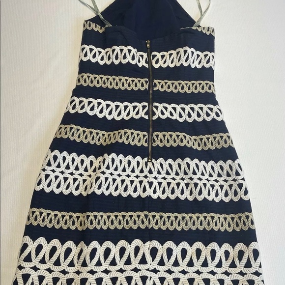 Lilly Pulitzer Cambrey in True Navy Rope Me Halter Dress Sz 00. - Picture 3 of 9
